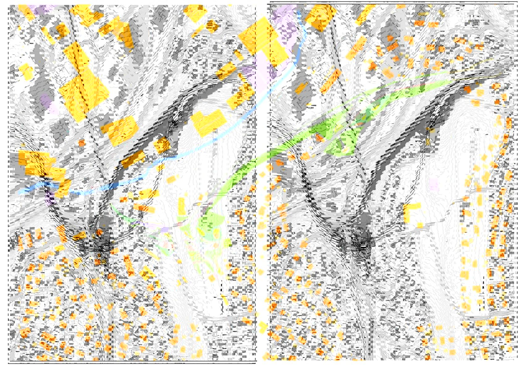 Kartet viser prosjektområdet for Østensjøbane-prosjektet, fra Brynseng i vest til Hellerud i øst.