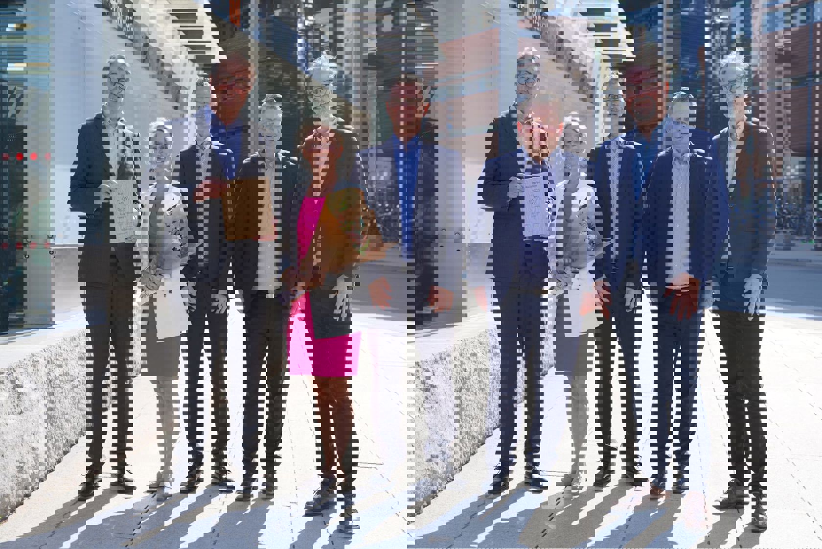 Fra venstre: Per Magne Mathisen, Sporveien T-banen, Birte Sjule, Sporveien, Pål Silseth, Norsk Bærekraftbarometer, Torgeir Kristiansen, Sporveien og Bengt Lorentzen, Norsk Bærekraftbarometer. Foto: Sporveien