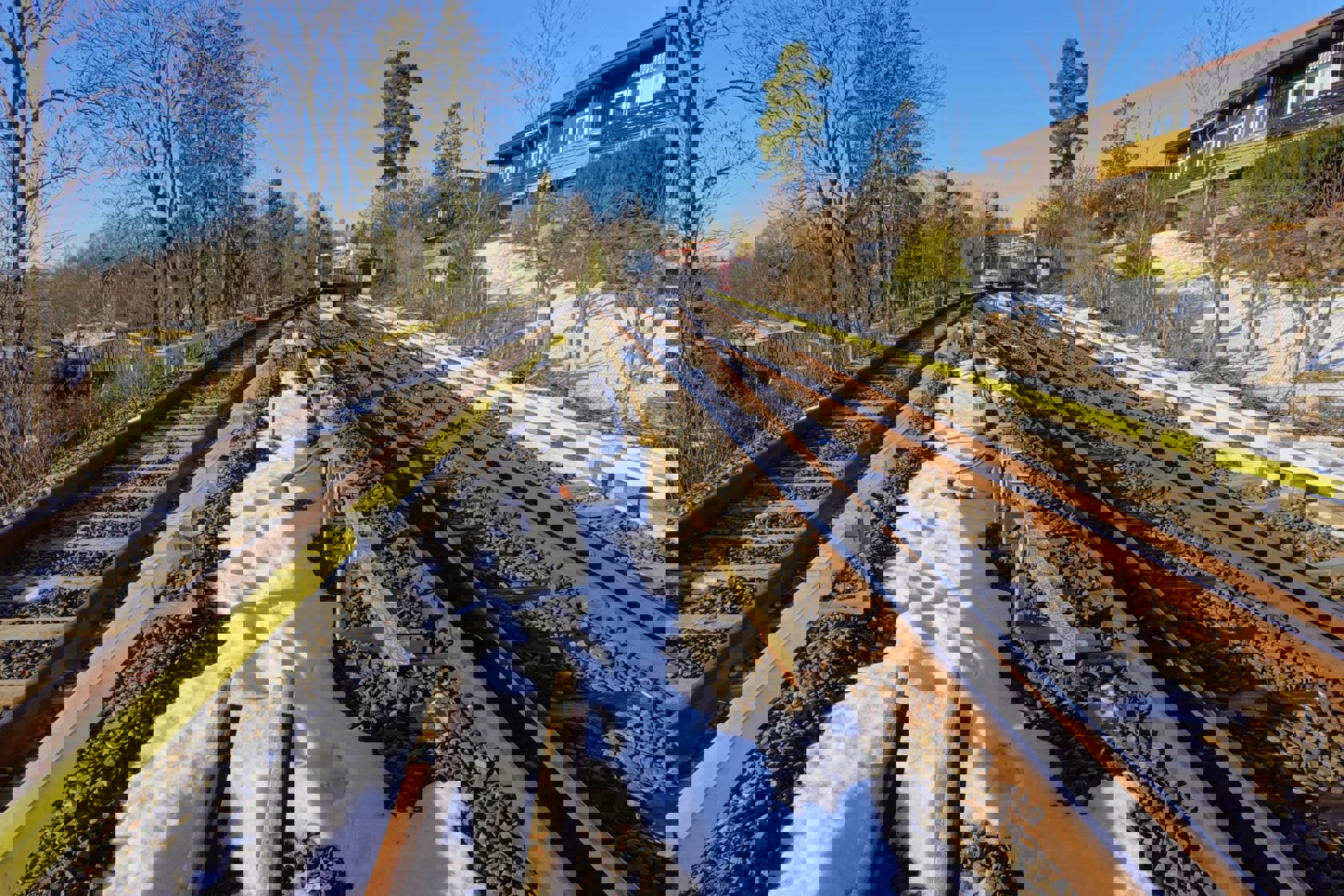 Illustrasjonsfoto av sporvekslene på Østerås med utsikt til Østerås T-banestasjon. Foto: Arne Aasheim, Sporveien