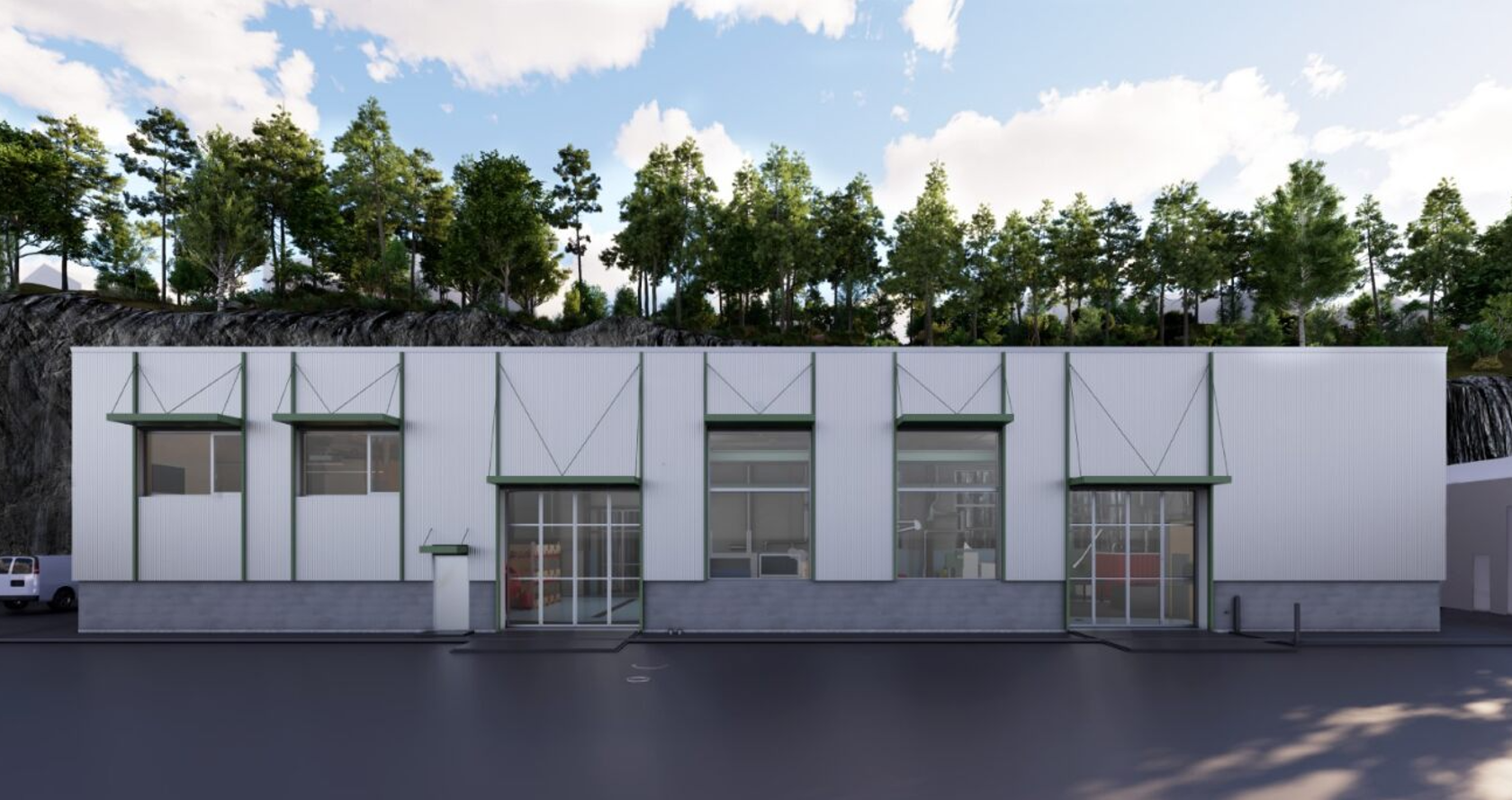 Det nye verkstedet på Skullerud får en grunnflate på 530 kvadratmeter over to etasjer. Bildet er en skisse, og endringer kan komme.