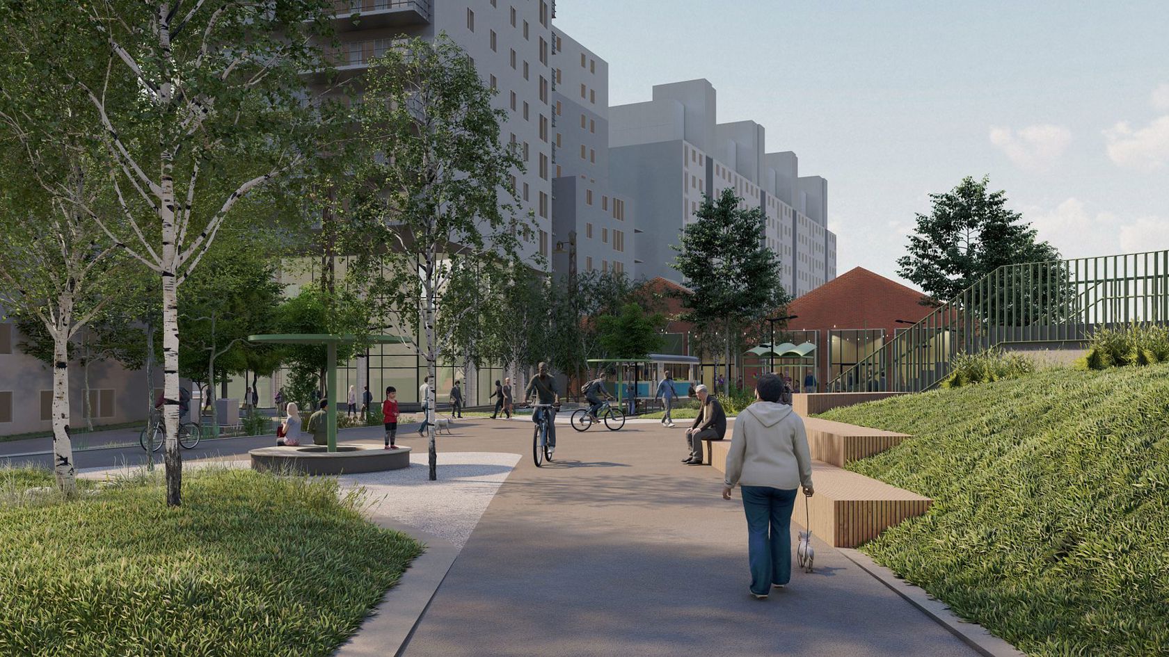 Slik kan det bli i området rundt Majorstuen T-banestasjon. Illustrasjon: PIR2 Oslo